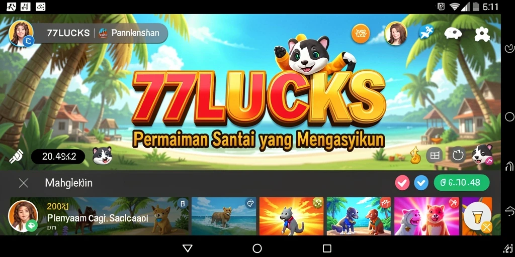 Screenshot gameplay 77LUCKS yang penuh warna dan mengasyikkan.