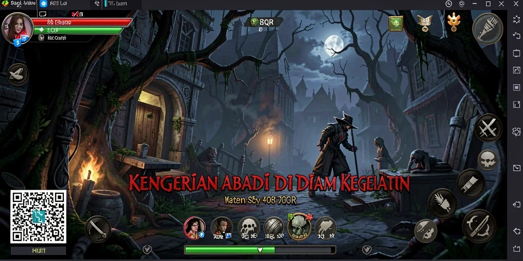 Tangkapan layar gameplay 8QR menampilkan suasana mencekam dan elemen horror yang mengagumkan.