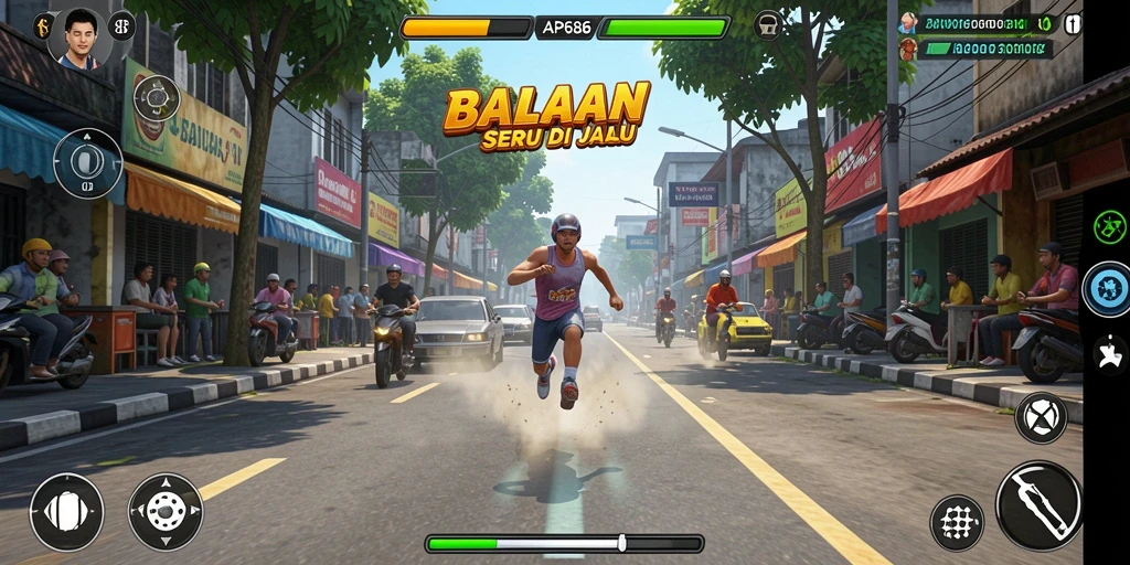 Screenshot menampilkan aksi balapan penuh kecepatan dan adrenalin.