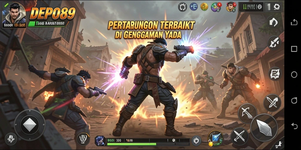 Screenshot utama DEPO89 menunjukkan aksi pertarungan yang mendebarkan.