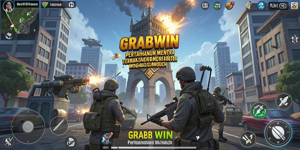 Tampilan memukau dari gameplay menara pertahanan di GRABWIN.