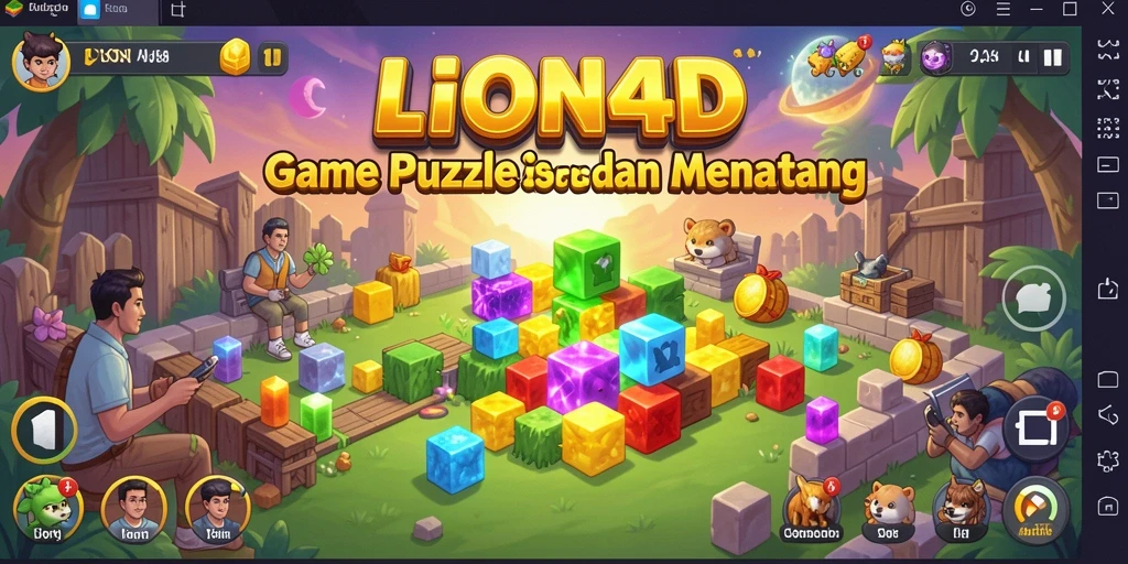Screenshot gameplay LION4D menampilkan berbagai puzzle yang menantang.