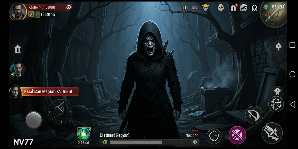 Screenshot menampilkan momen menegangkan di dalam gameplay NV77.