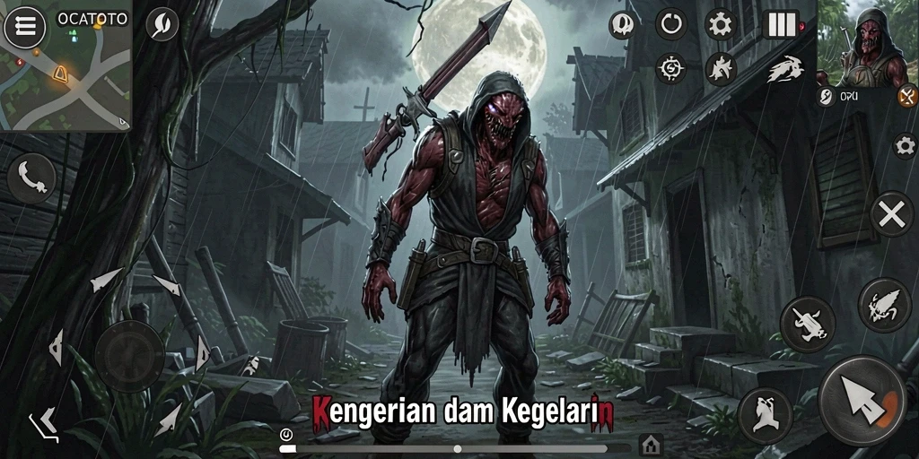 Tangkapan layar gameplay OCATOTO menunjukkan momen horor yang mendebarkan.