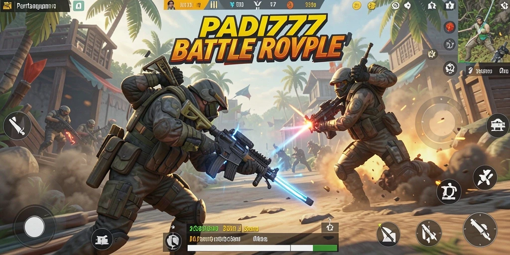 Screenshot PADI777 menampilkan aksi seru dalam pertarungan Battle Royale.