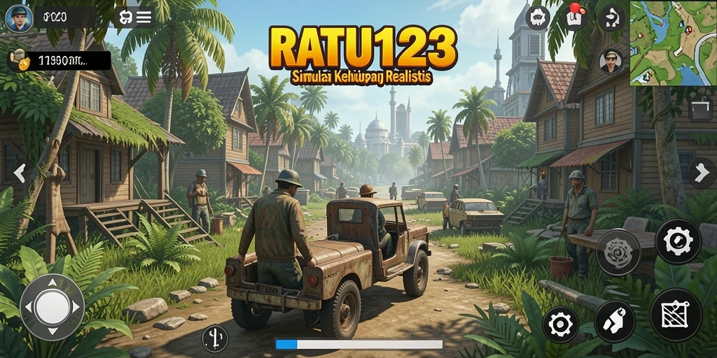 Tampilan utama gameplay RATU123 yang menunjukkan aktivitas simulasi kehidupan.