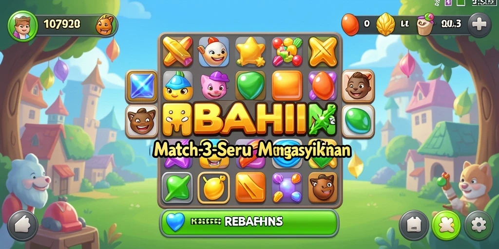 Tampilan gameplay Match-3 yang seru dan menantang.