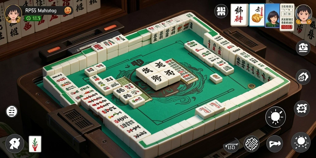 Tampilan gameplay menantang di RP55 dengan ubin Mahjong yang menarik.