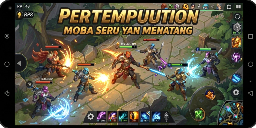 Tangkapan layar RP8 menampilkan pertempuran epik di arena MOBA.