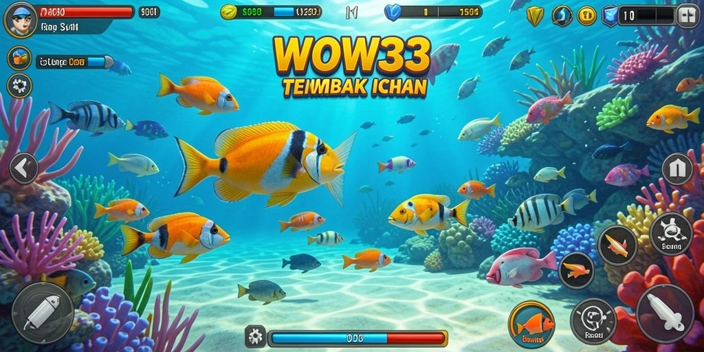 Gameplay seru dalam menembak ikan di bawah laut.